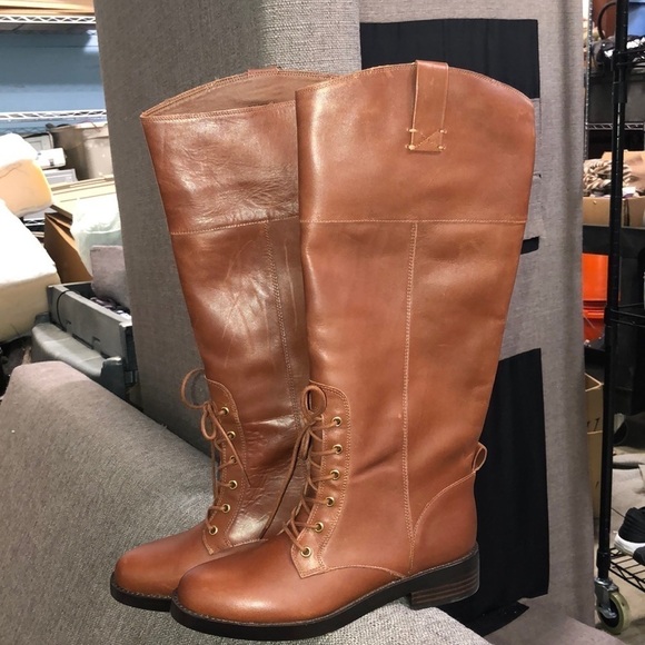 J.Crew Leather lace-up knee-high boots two tone - Picture 2 of 5